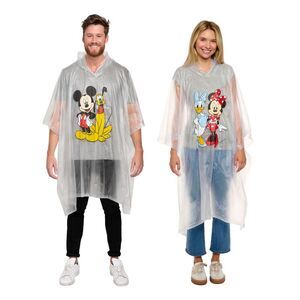 Adult Disney Rain Poncho Mickey Mouse Pluto & Minnie Daisy 2-Pack Set Men Women